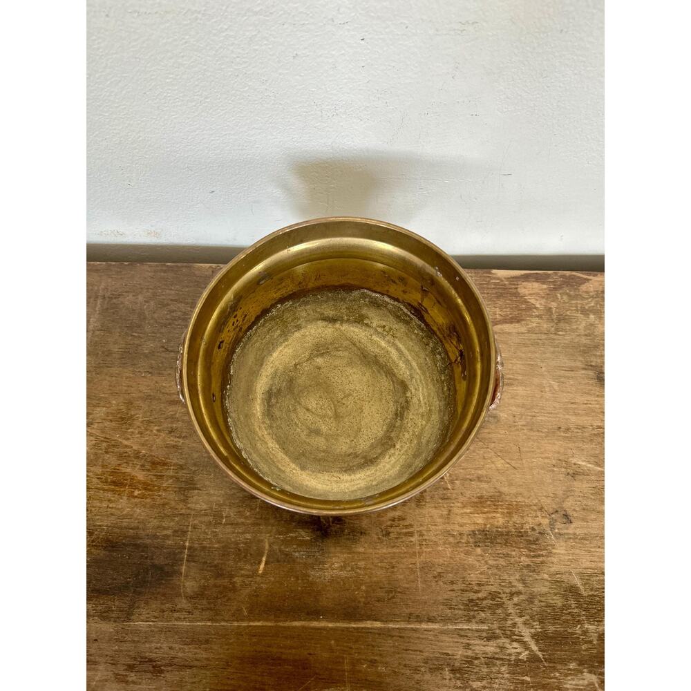Vintage Small Footed Brass Planter | Jardinier Vase Boho Decor - Picture 2 of 8